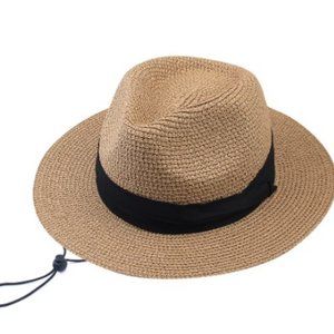 FURTALK Women's Straw Hat Panama Beach Wild Ribbon Size MED 22-22.6 INCHES